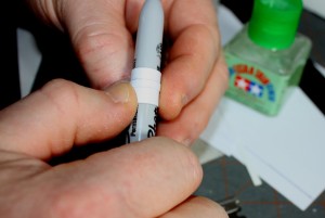 Curling the joint strips using a suitable cylinder (in this case a Sharpie pen)